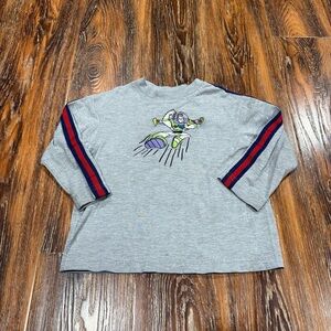 Vintage Disney Store Gray Long Sleeve Buzz Lightyear Shirt Embroidered 3T 4T Boy
